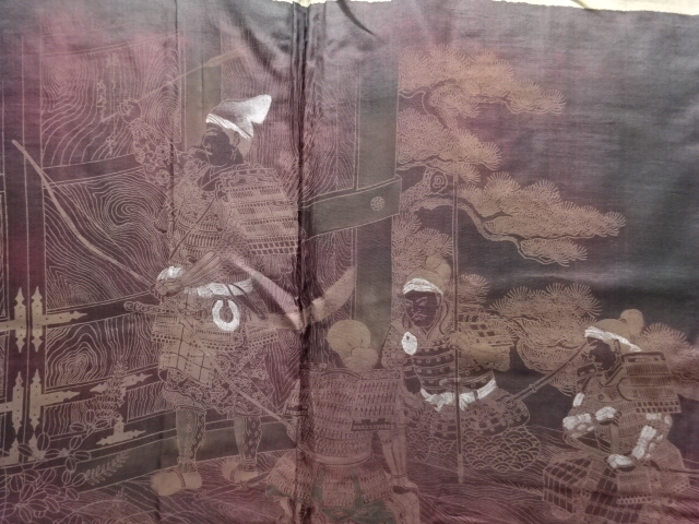 アンティーク　武者模様肩裏男物羽織